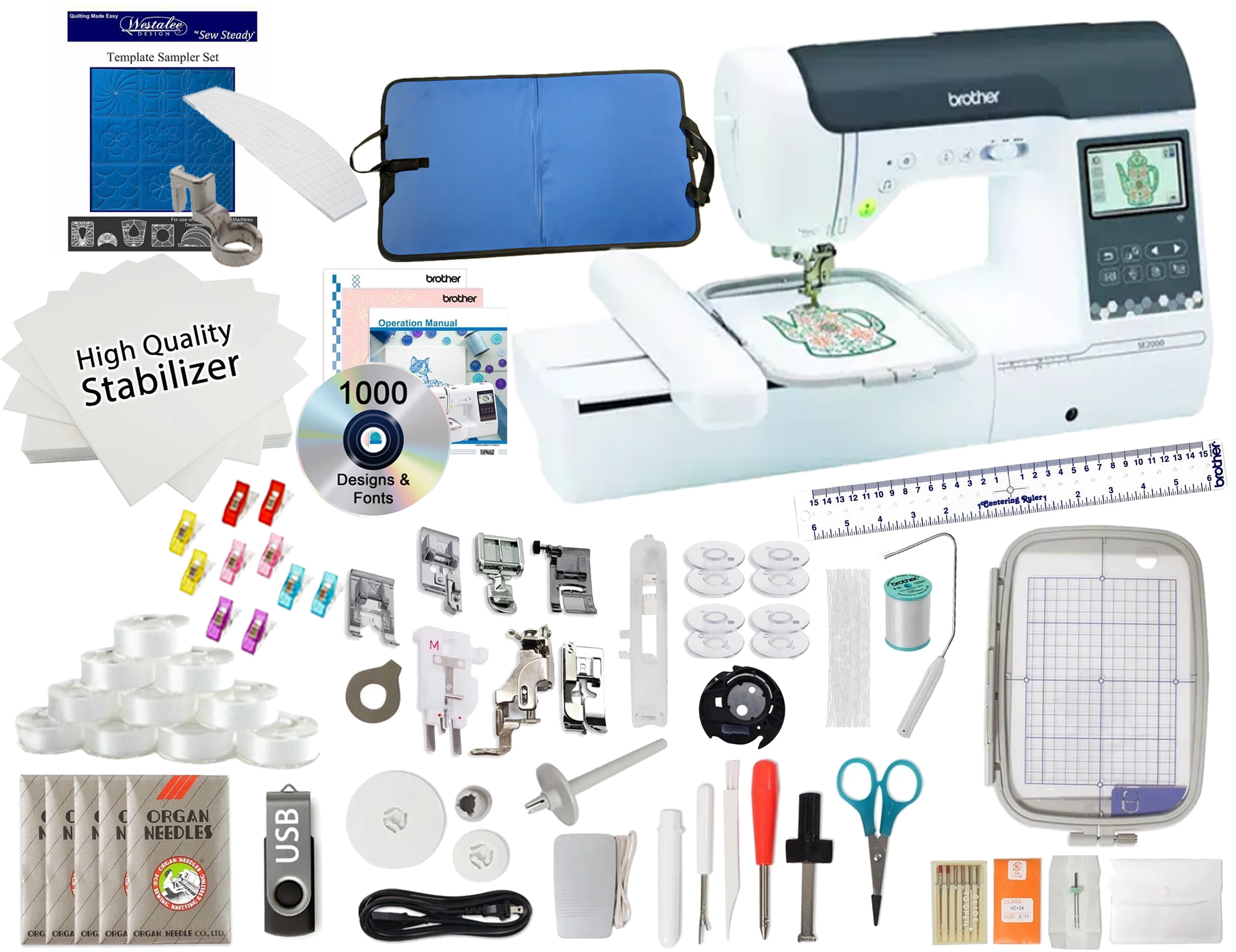Brother SE2000 Sewing and Embroidery Machine Quilting Bundle