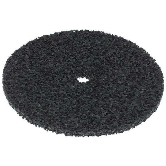 A round black abrasive sanding disc with a central hole, shown on a plain white background.