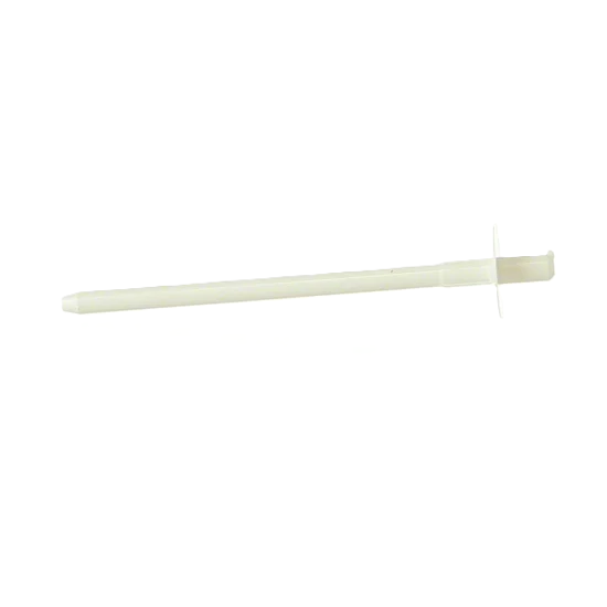 White plastic spool pin on a white background