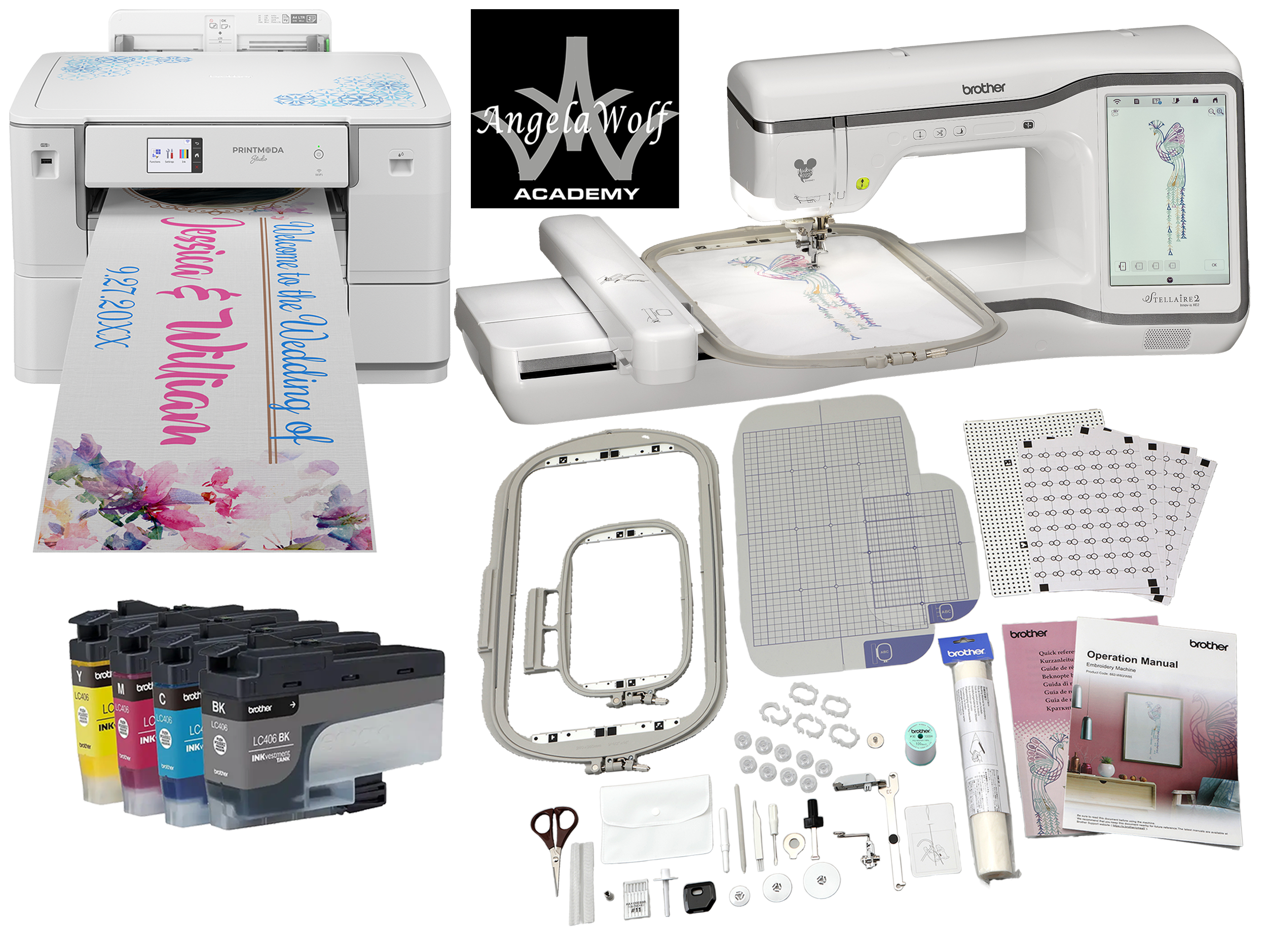 Brother Stellaire Innov-is XE2 Embroidery Machine PrintModa Bundle