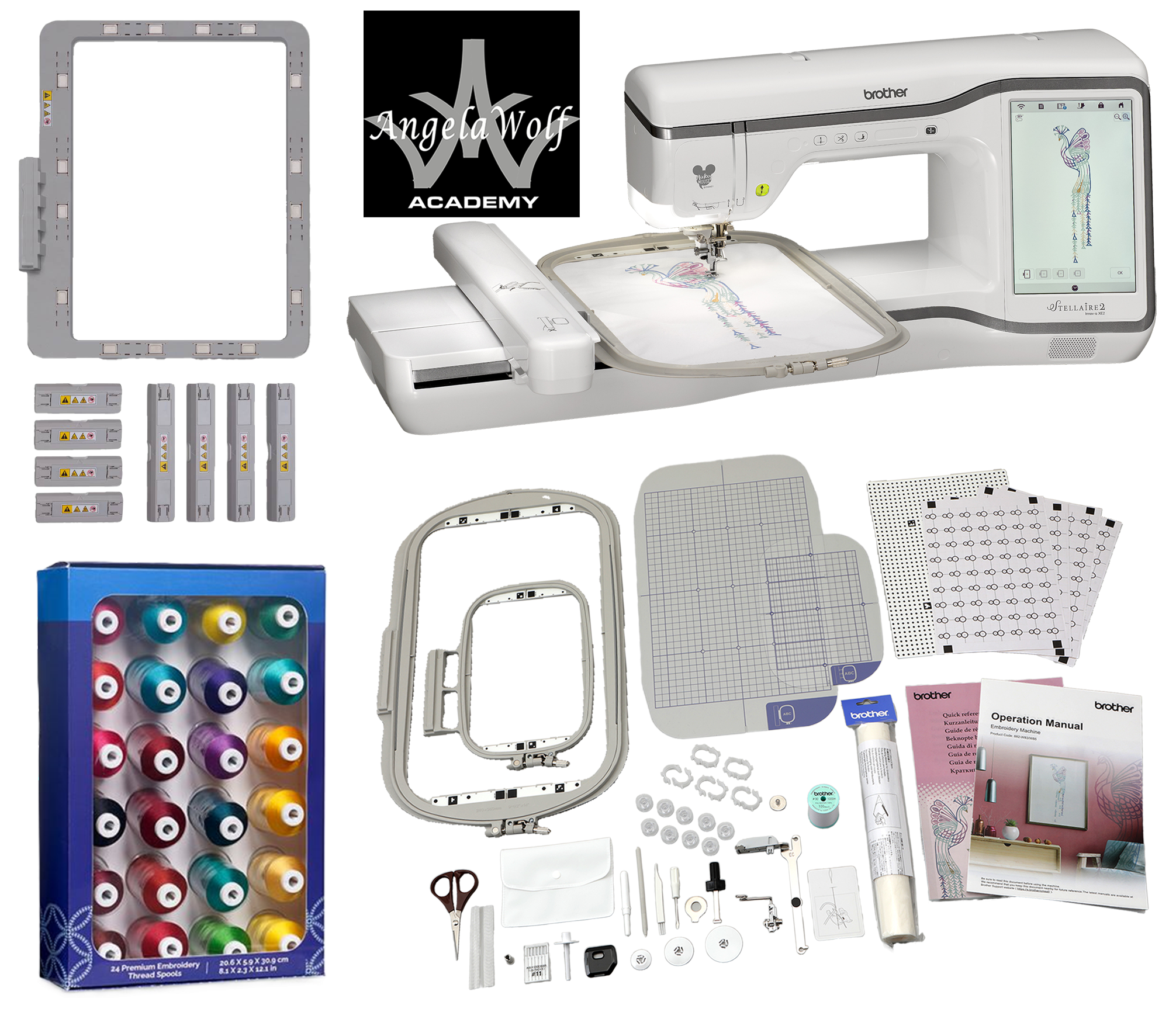 Brother Stellaire Innov-is XE2 Embroidery Machine Thread and Frame Bundle