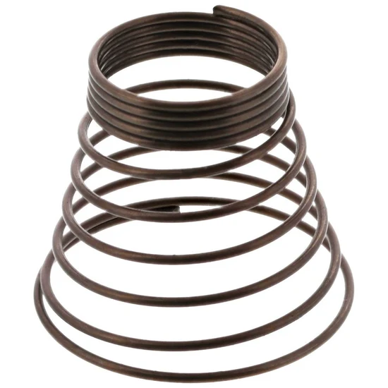 A dark bronze-colored metal compression spring, photographed on a solid white background.