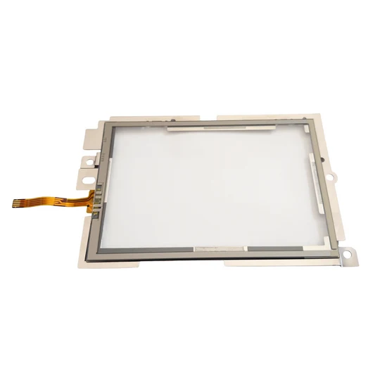 A replacement touch screen glass panel with a flexible flex cable, shown on a solid white background.