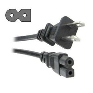 Black power cord with plug on a white background
