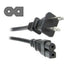 Black power cord with plug on a white background