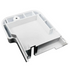 White plastic component with multiple compartments on a white background