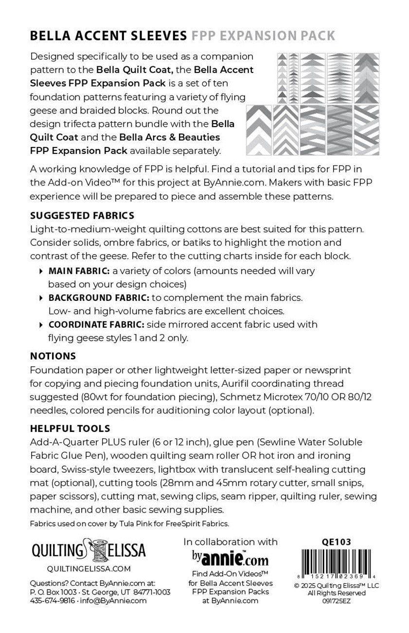 ByAnnie's Bella Accent Sleeves Bella Quilt Coat Expansion Pack Pattern QE103