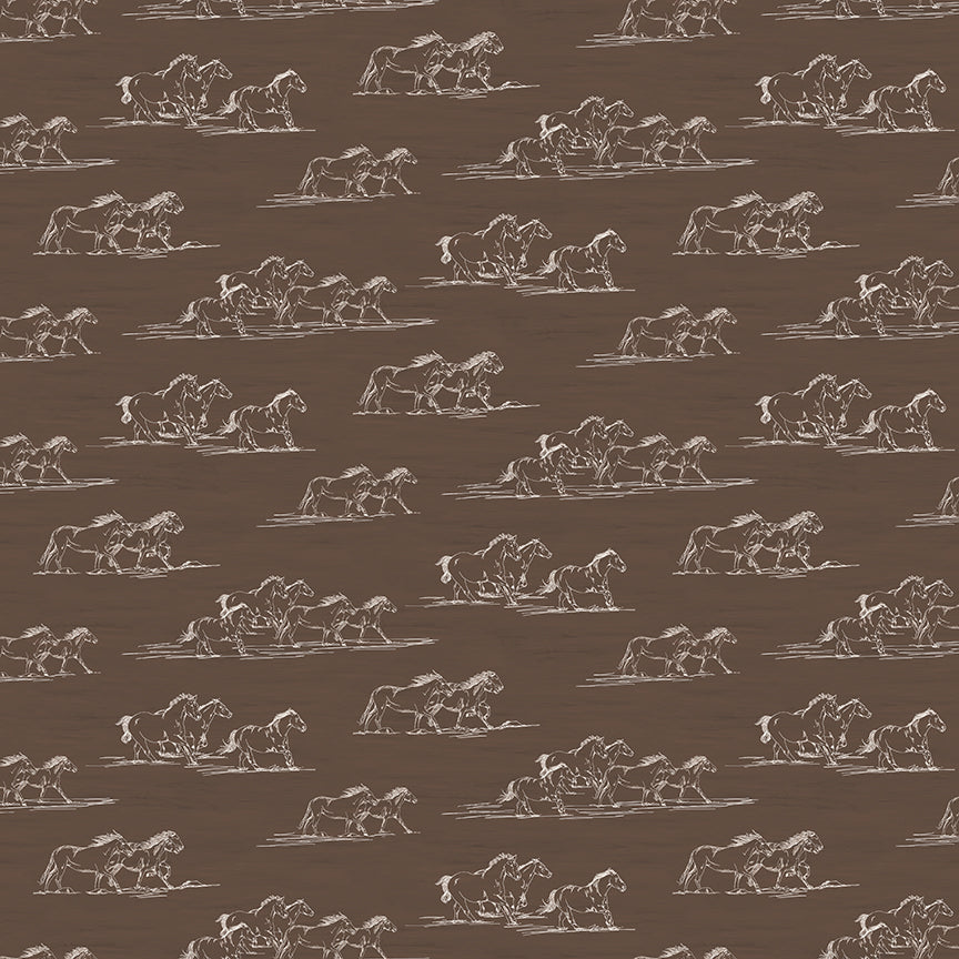 Fabric Riley Blake Brown Horse Toile The Homestead by the Quarter Yard C18232-BROWN