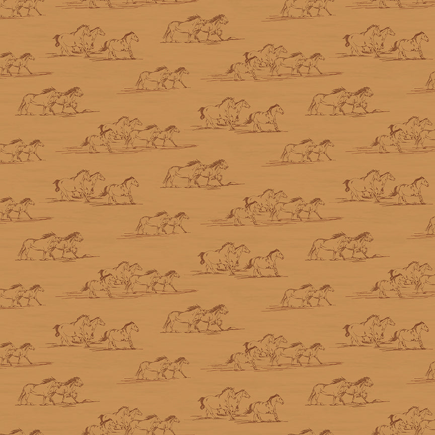 Fabric Riley Blake Ochre Horse Toile The Homestead by the Quarter Yard C18232-OCHRE
