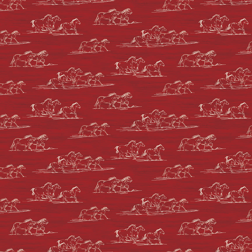 Fabric Riley Blake Red Horse Toile The Homestead by the Quarter Yard C18232-RED