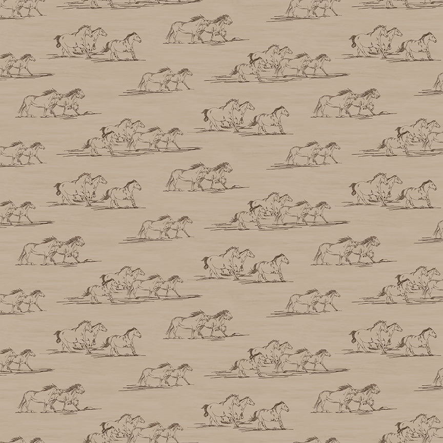 Fabric Riley Blake Tan Horse Toile The Homestead by the Quarter Yard C18232-TAN