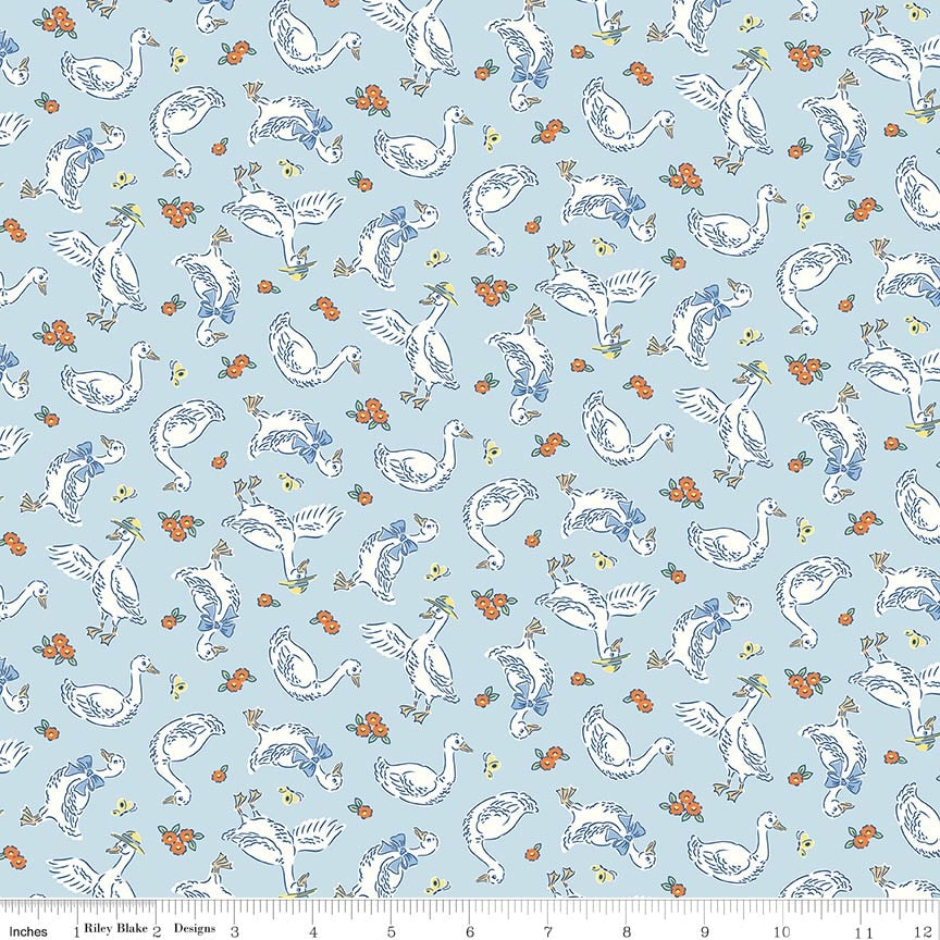 Fabric Riley Blake Blue Geese Traditional 30's by the Quarter Yard C18240-BLUE