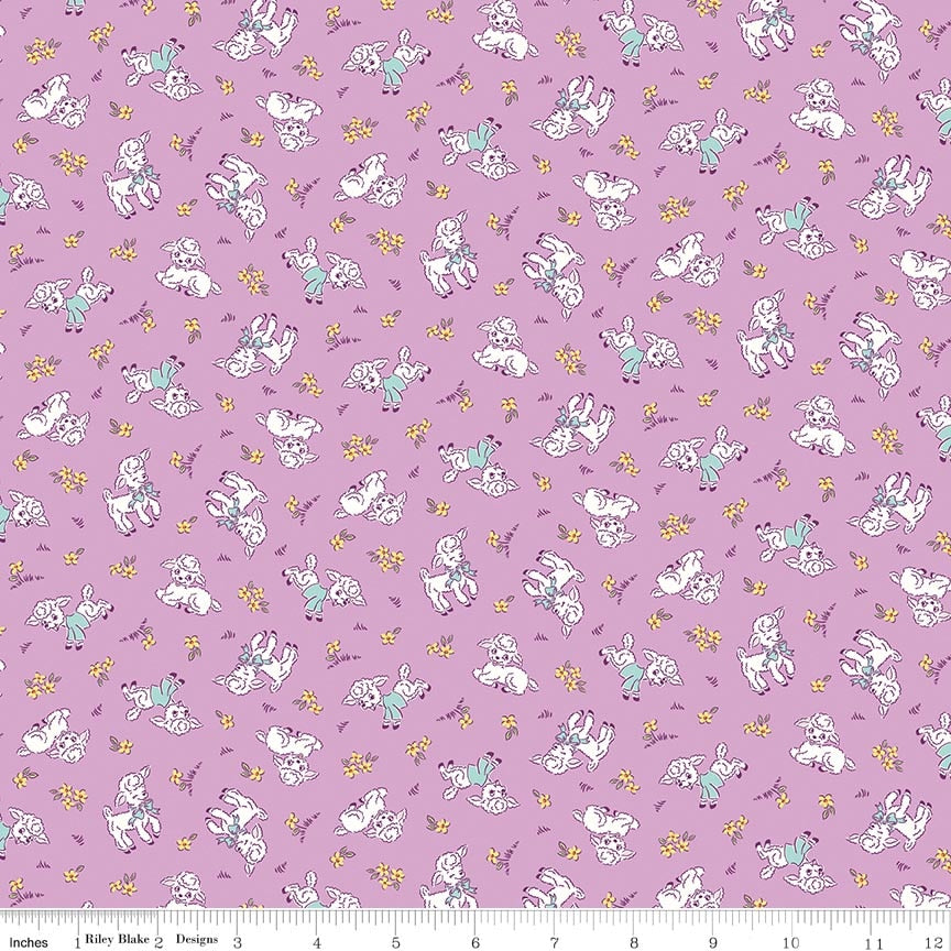 Fabric Riley Blake Purple Lambs Traditional 30's by the Quarter Yard C18241-PURPLE