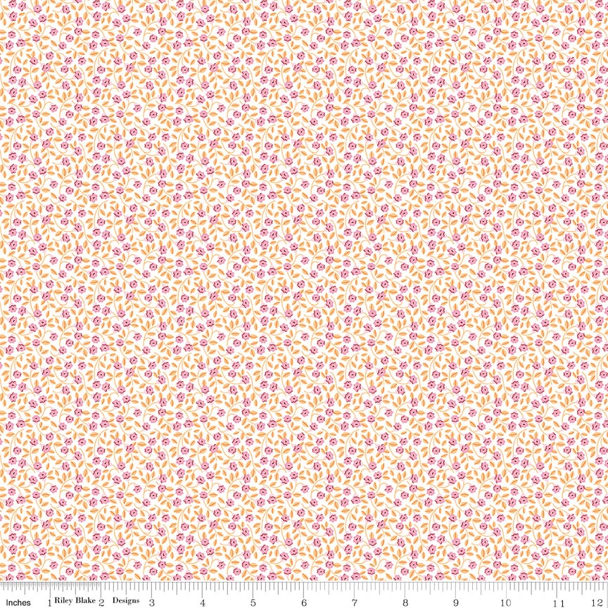 Fabric Riley Blake Pink Flowers Traditional 30's by the Quarter Yard C18242-PINK