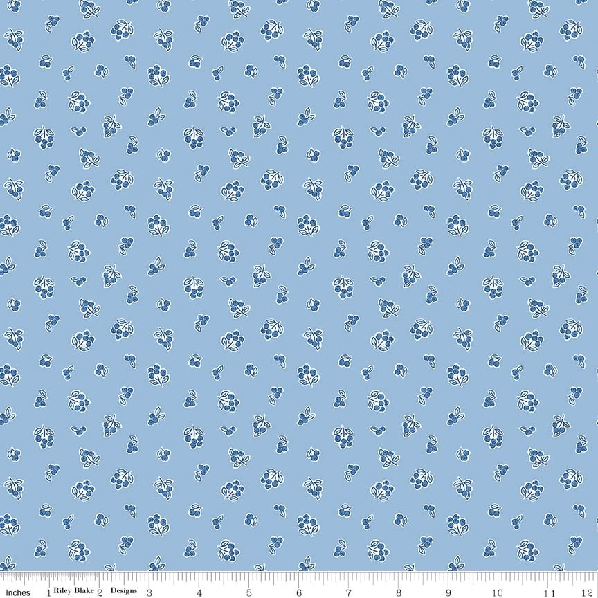 Fabric Riley Blake Blue Berries Traditional 30's by the Quarter Yard C18244-BLUE