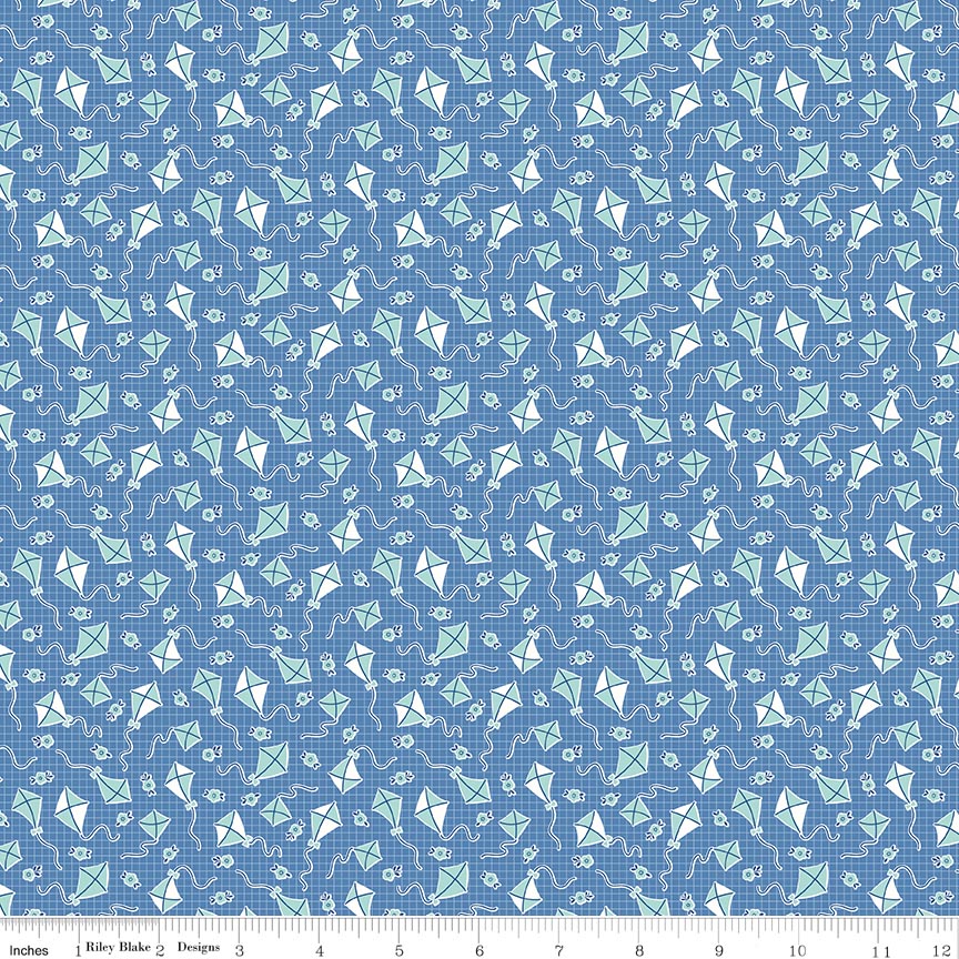 Fabric Riley Blake Blue Kites Traditional 30's by the Quarter Yard C18245-BLUE