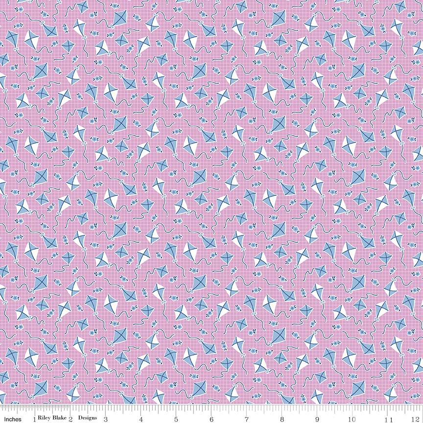 Fabric Riley Blake Purple Kites Traditional 30's by the Quarter Yard C18245-PURPLE
