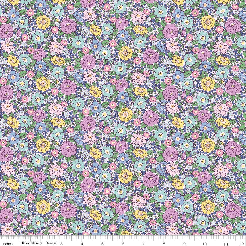 Fabric Riley Blake Purple Floral Traditional 30's by the Quarter Yard C18246-PURPLE