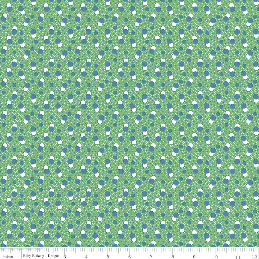 Fabric Riley Blake Green Dots Traditional 30's by the Quarter Yard C18247-GREEN