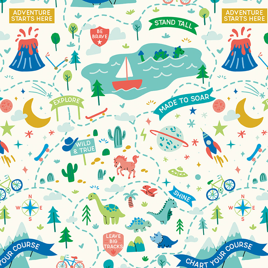Fabric Riley Blake Cloud Adventure Awaits Brave Your Way by the Quarter Yard C18310-CLOUD