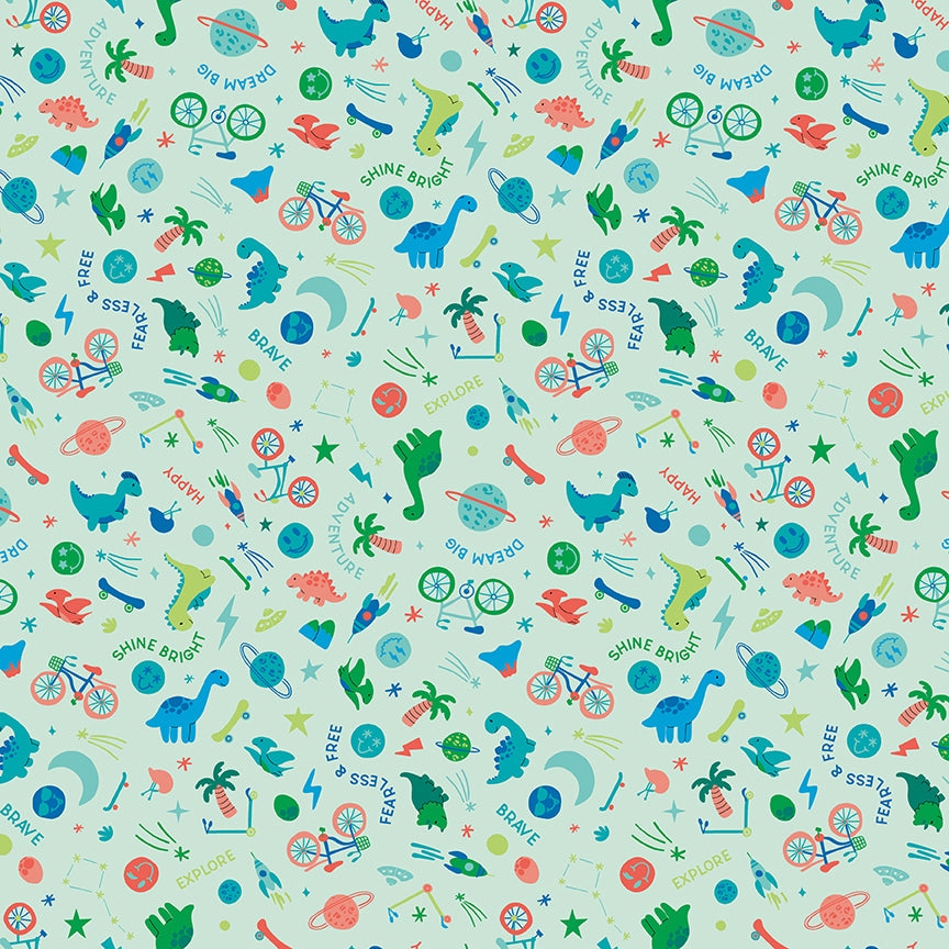 Fabric Riley Blake Mint Wild and Free Brave Your Way by the Quarter Yard C18311-MINT