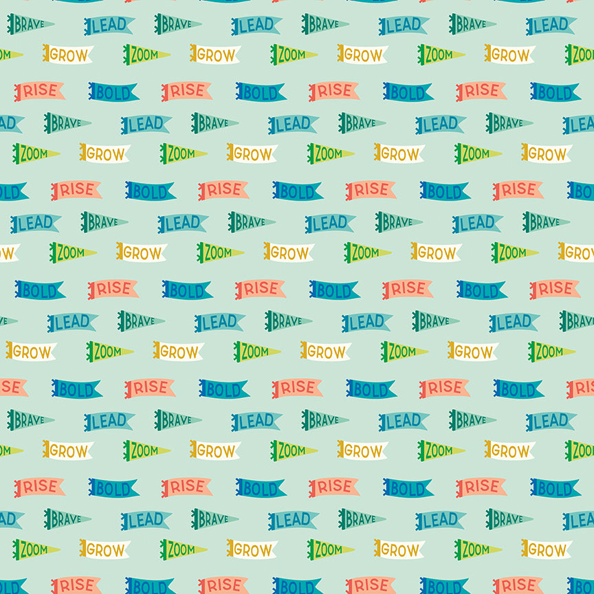 Fabric Riley Blake Mint Brave Banners Brave Your Way by the Quarter Yard C18312-MINT