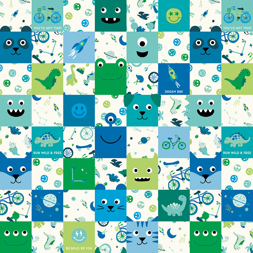 Fabric Riley Blake Blue Cheater Print Brave Your Way by the Quarter Yard C18315-BLUE