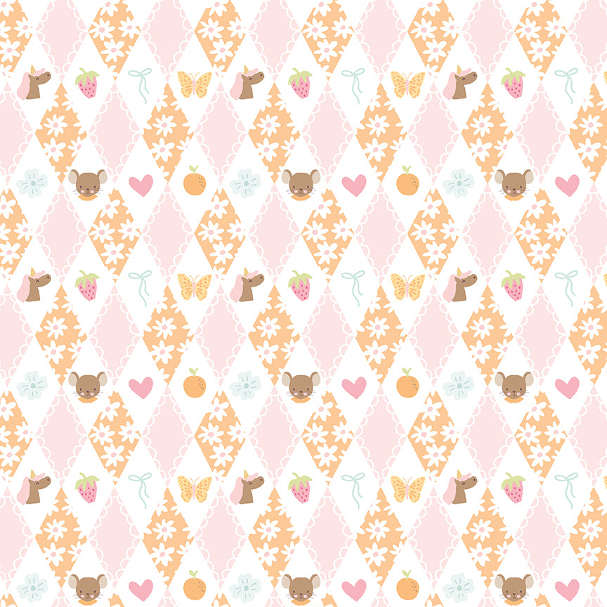 Fabric Riley Blake Orange Diamonds Little Posies by the Quarter Yard C18321-ORANGE