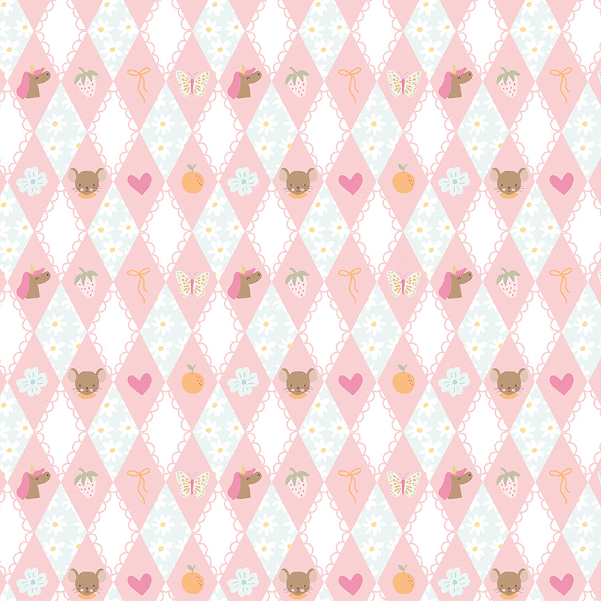 Fabric Riley Blake Pink Diamonds Little Posies by the Quarter Yard C18321-PINK