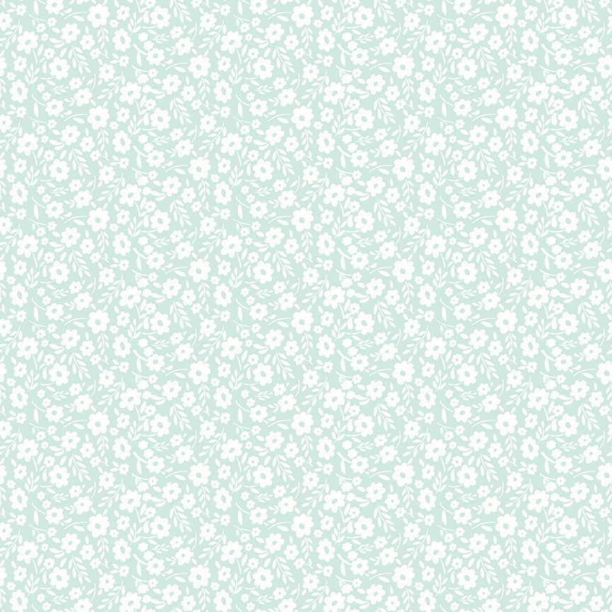 Fabric Riley Blake Aqua Floral Little Posies by the Quarter Yard C18322-AQUA