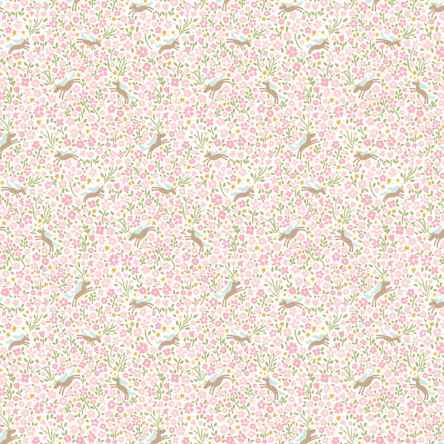Fabric Riley Blake Pink Unicorns Little Posies by the Quarter Yard C18325-PINK