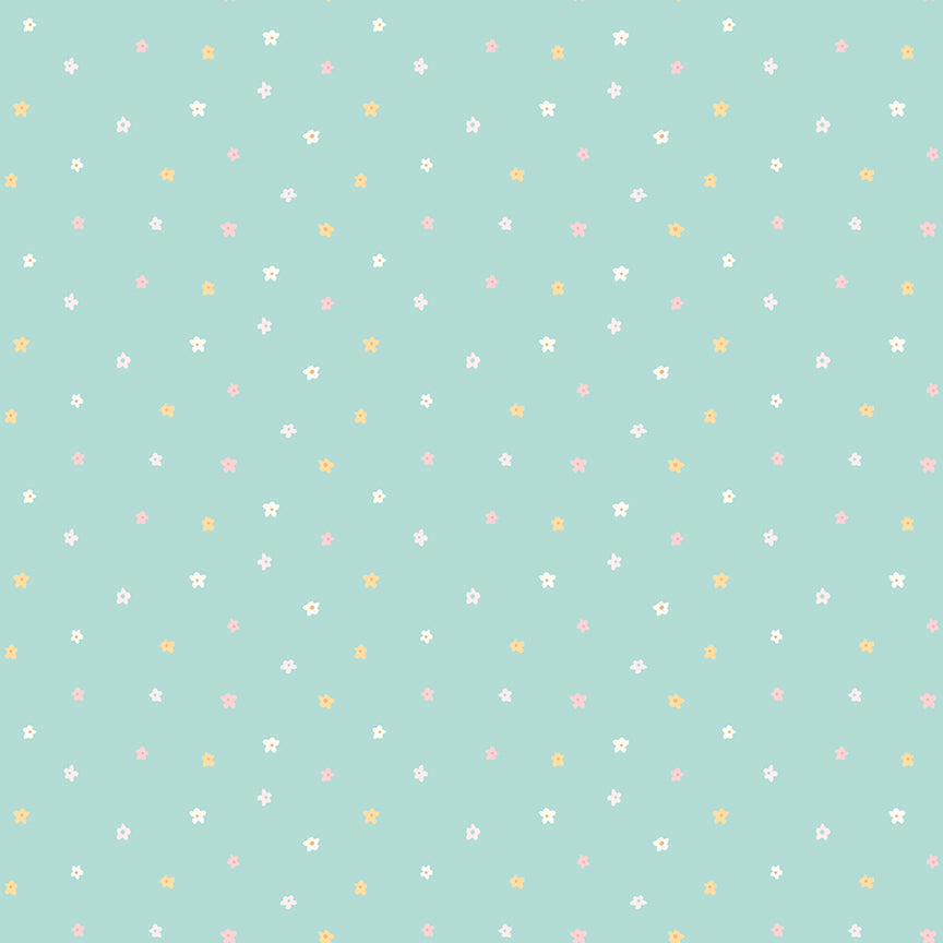 Fabric Riley Blake Teal Ditsy Little Posies by the Quarter Yard C18326-TEAL