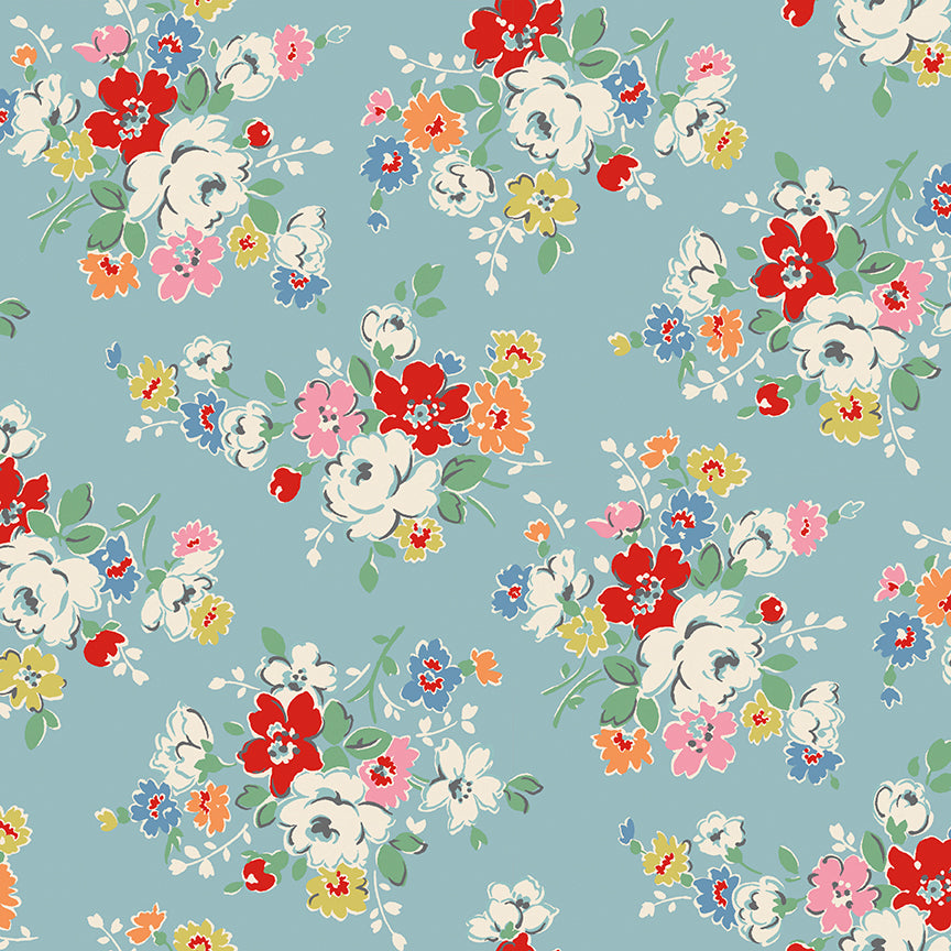 Fabric Riley Blake Blue Clifton Rose Cath Kidston Signature Collection by the Quarter Yard C18370-BLUE