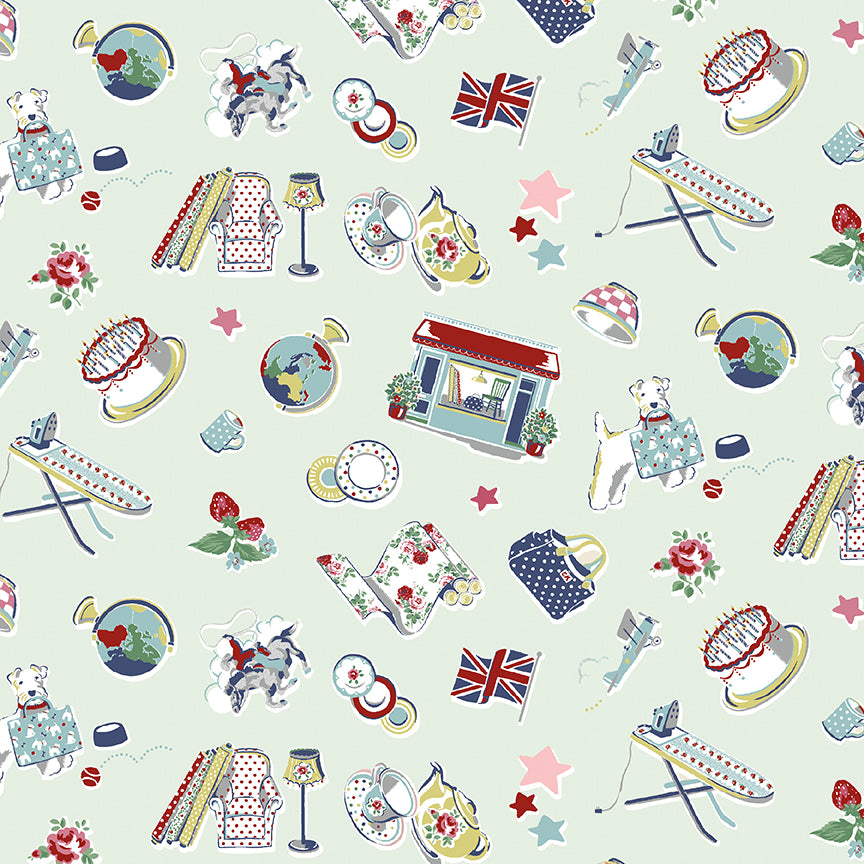 Fabric Riley Blake Mist Icons Cath Kidston Signature Collection by the Quarter Yard C18371-MIST