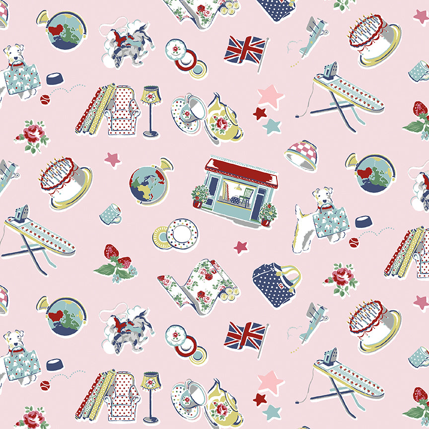 Fabric Riley Blake Pink Icons Cath Kidston Signature Collection by the Quarter Yard C18371-PINK