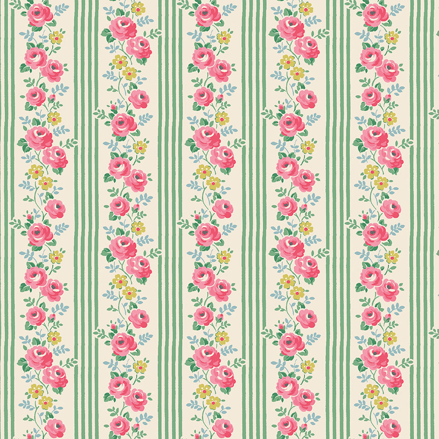 Fabric Riley Blake Green Stripe Cath Kidston Signature Collection by the Quarter Yard C18372-GREEN