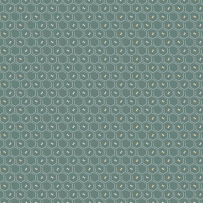 Fabric Riley Blake Teal Honeycomb Bees and Blossoms by the Quarter Yard C18433-TEAL