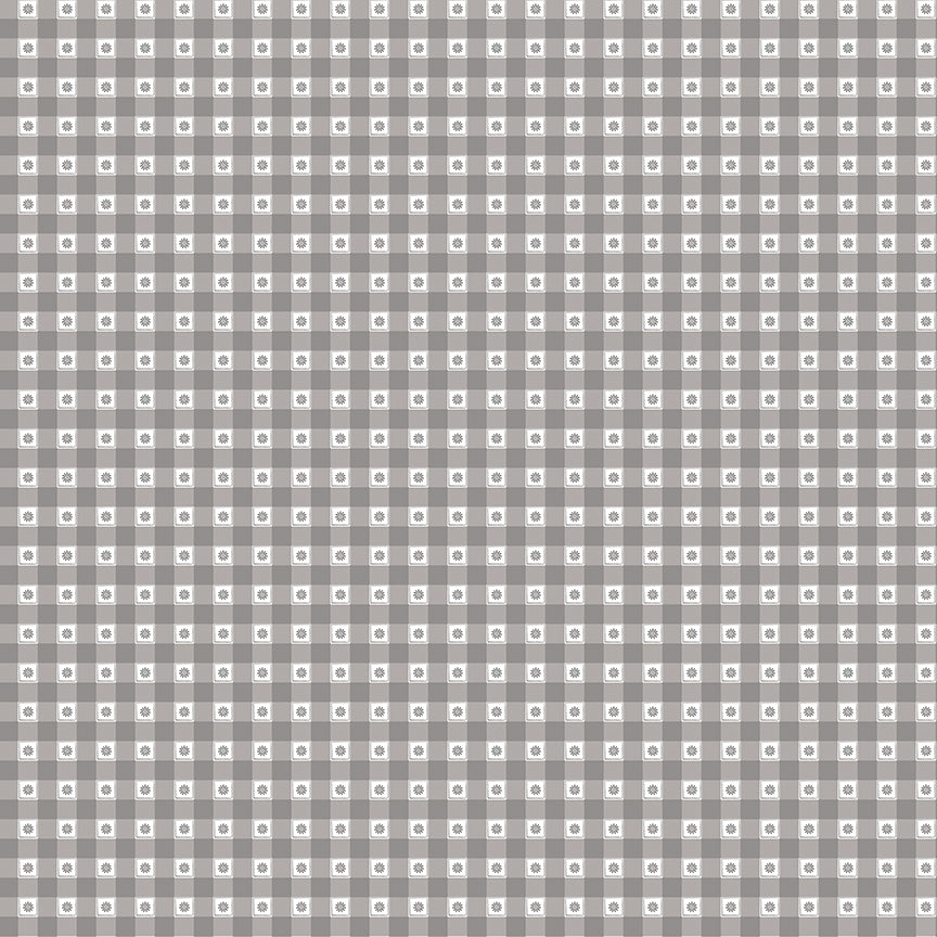 Fabric Riley Blake Gray Gingham Bees and Blossoms by the Quarter Yard C18436-GRAY