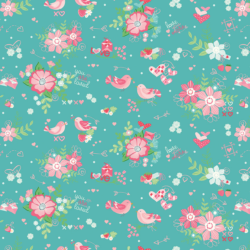 Fabric Riley Blake Cottage Main Bloom & Heart by the Quarter Yard C18440-COTTAGE