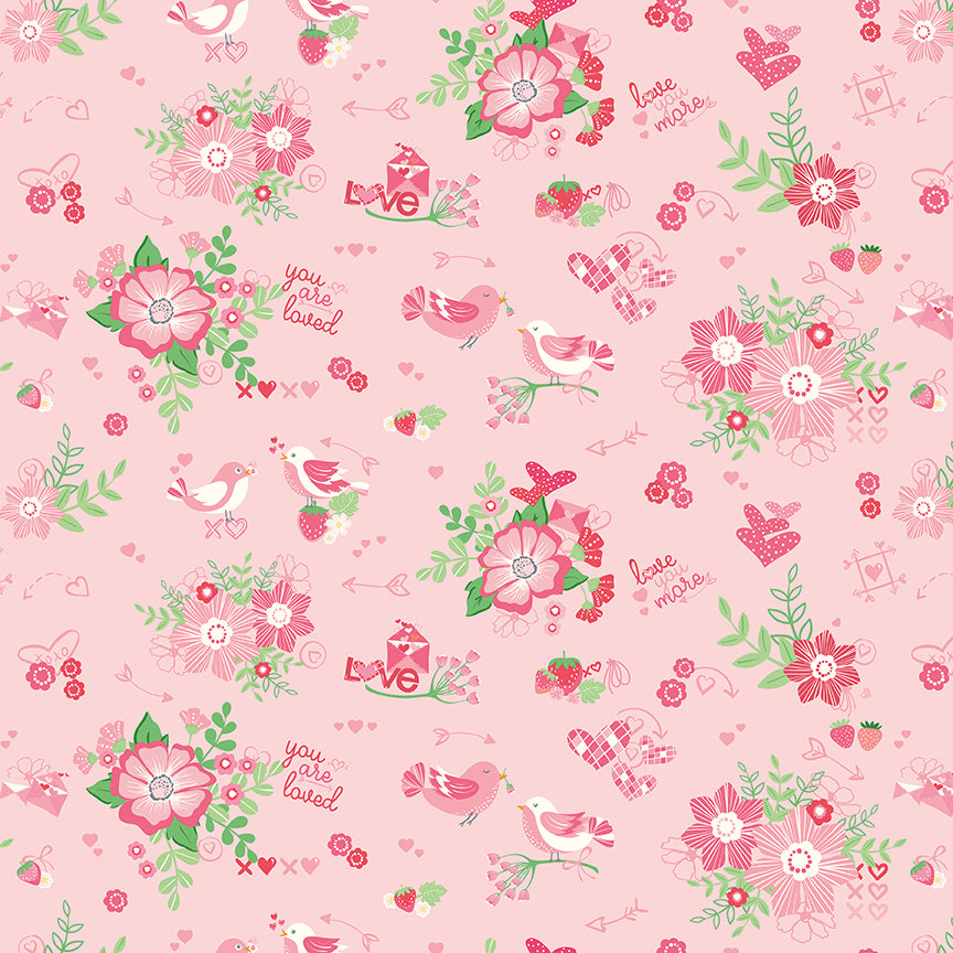 Fabric Riley Blake Frosting Main Bloom & Heart by the Quarter Yard C18440-FROSTING