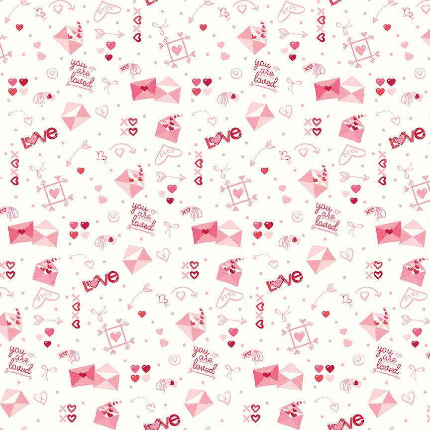 Fabric Riley Blake Off White Postmarked Love Bloom & Heart by the Quarter Yard C18442-OFFWHITE