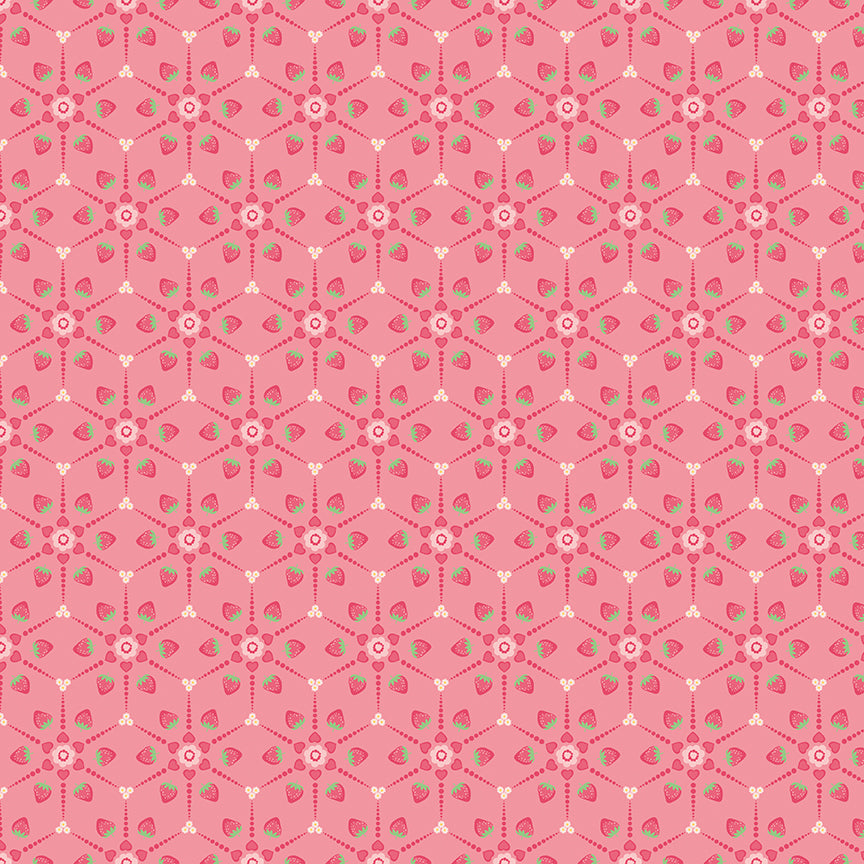 Fabric Riley Blake Pink Berry Pop Bloom & Heart by the Quarter Yard C18443-PINK