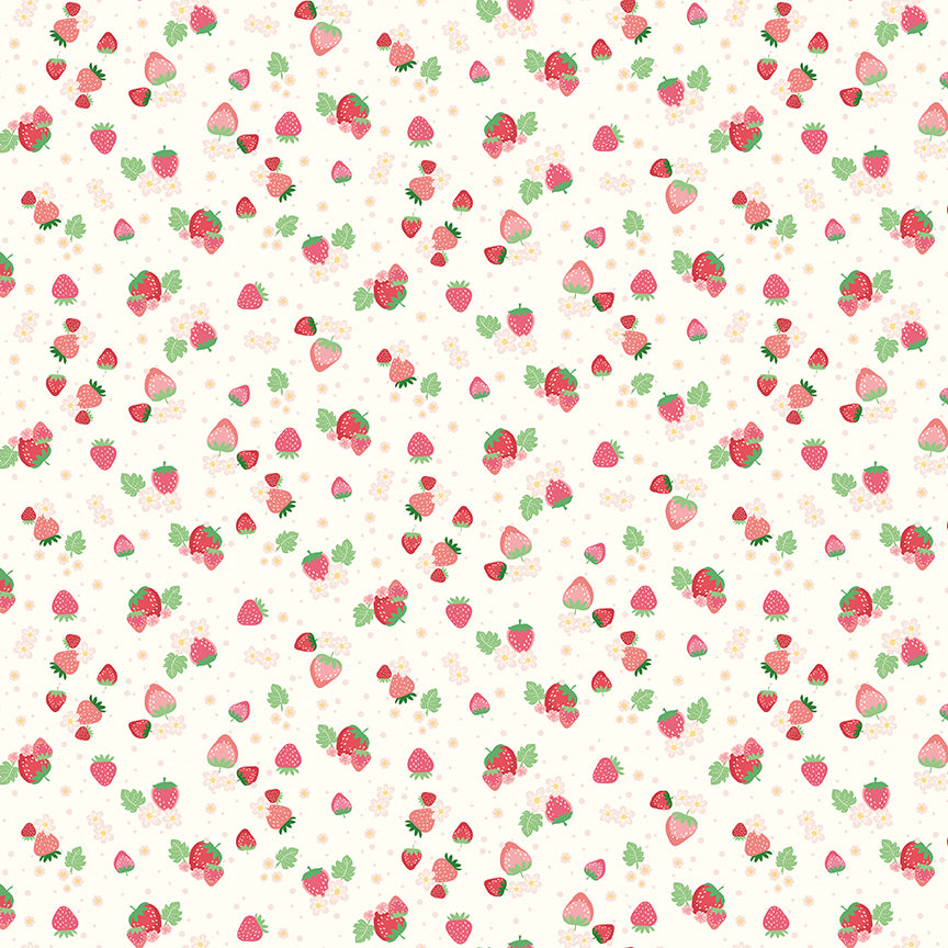 Fabric Riley Blake Off White Berry Patch Bloom & Heart by the Quarter Yard C18444-OFFWHITE