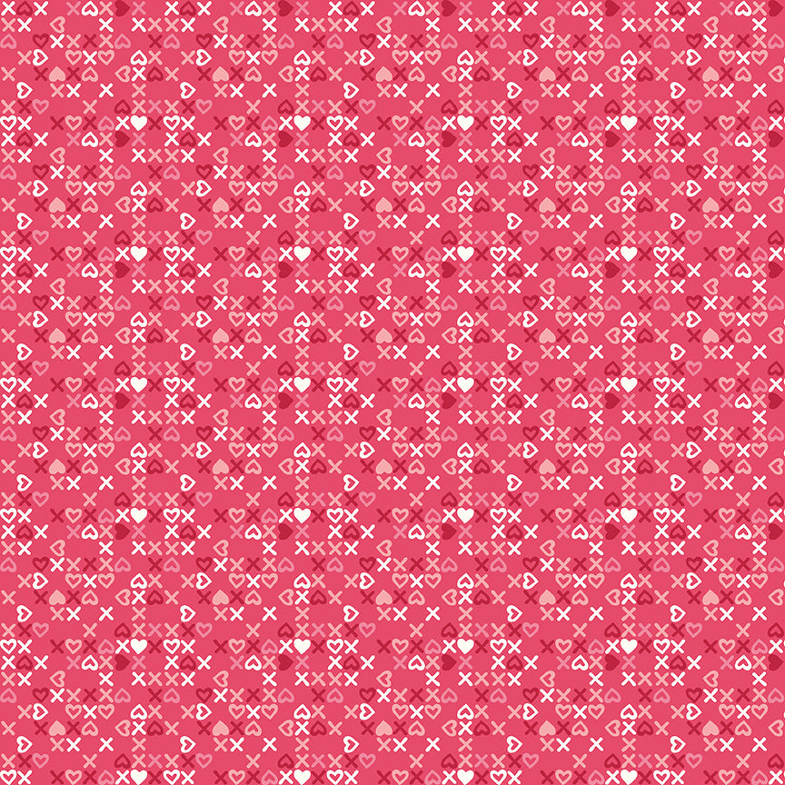 Fabric Riley Blake Raspberry Sweet XOXO Bloom & Heart by the Quarter Yard C18447-RASPBERRY