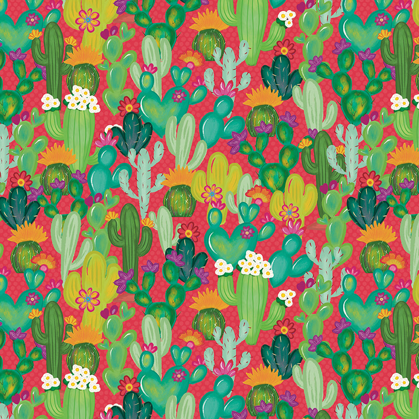 Fabric Riley Blake Red Main Cacti & Charm by the Quarter Yard C18450-RED