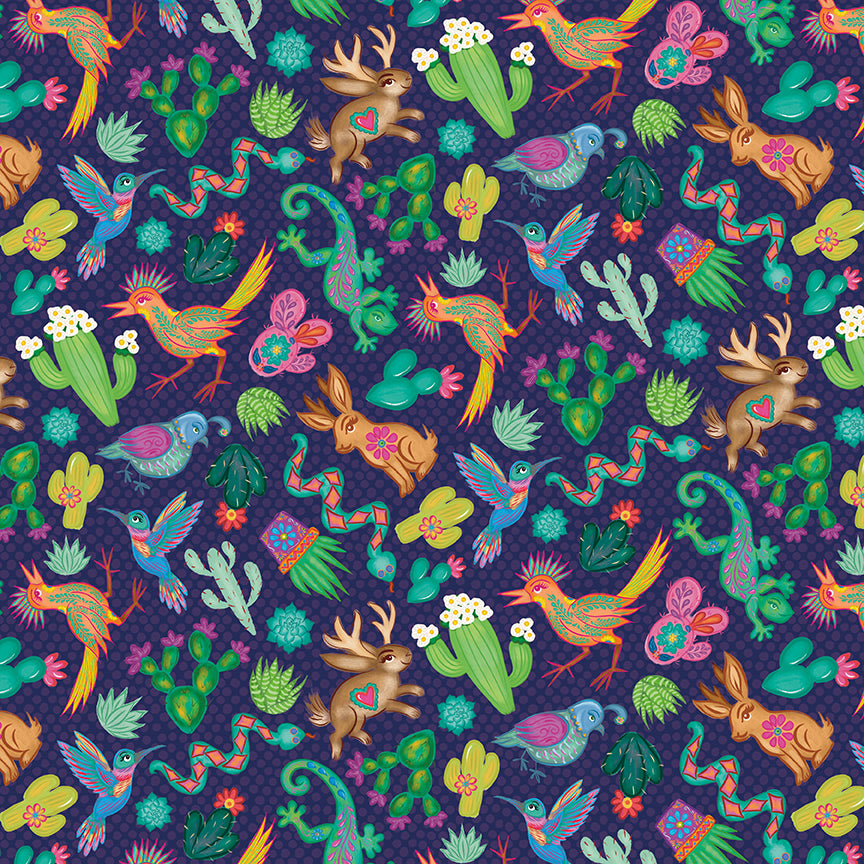 Fabric Riley Blake Eggplant Animal Toss Cacti & Charm by the Quarter Yard C18451-EGGPLANT