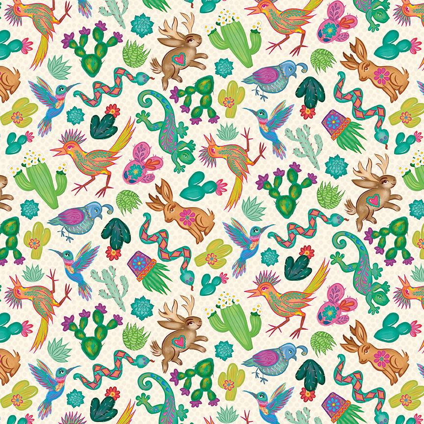 Fabric Riley Blake Putty Animal Toss Cacti & Charm by the Quarter Yard C18451-PUTTY