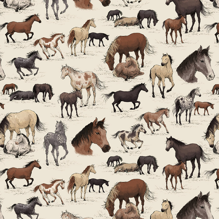 Fabric Riley Blake Linen Main Horseshoe Creek by the Quarter Yard C18470-LINEN