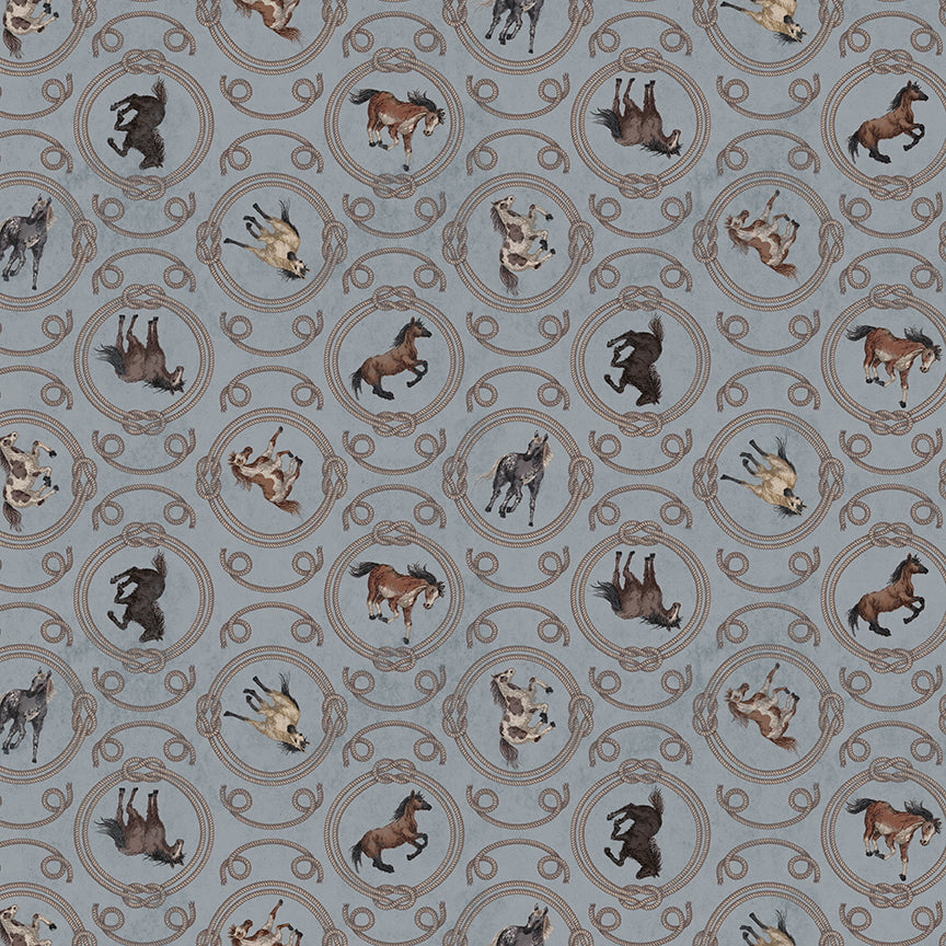 Fabric Riley Blake Gray Ropes Horseshoe Creek by the Quarter Yard C18472-GRAY