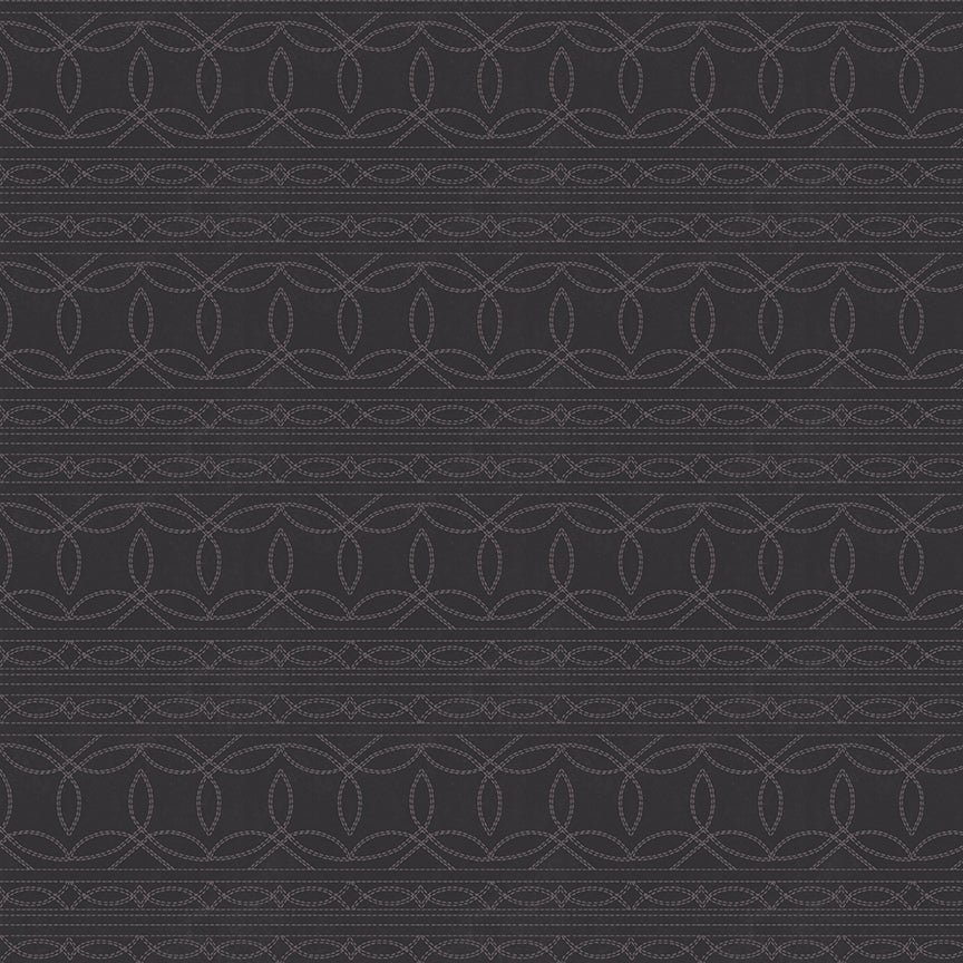 Fabric Riley Blake Charcoal Stitching Horseshoe Creek by the Quarter Yard C18475-CHARCOAL
